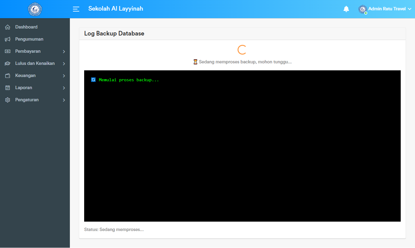 Halaman Log Backup Database